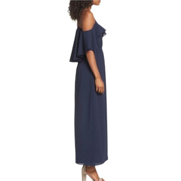 NEW Ali & Jay Love Story Cold Shoulder Maxi Dress In Navy Blue Size Large - Picture 3 of 16